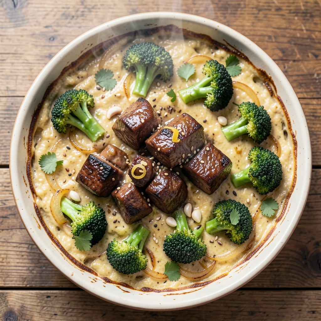 Beef and Broccoli Casserole Recipe: Crispy Top Cheese and Tender Beef Bites