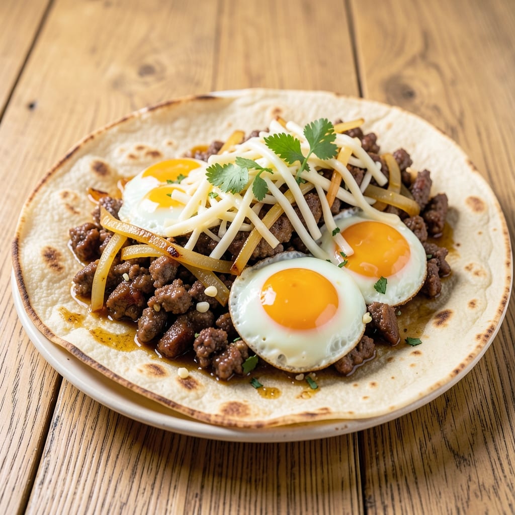 Beef and Egg Burritos Recipe: Crispy Tortilla Wraps With Runny Yolks