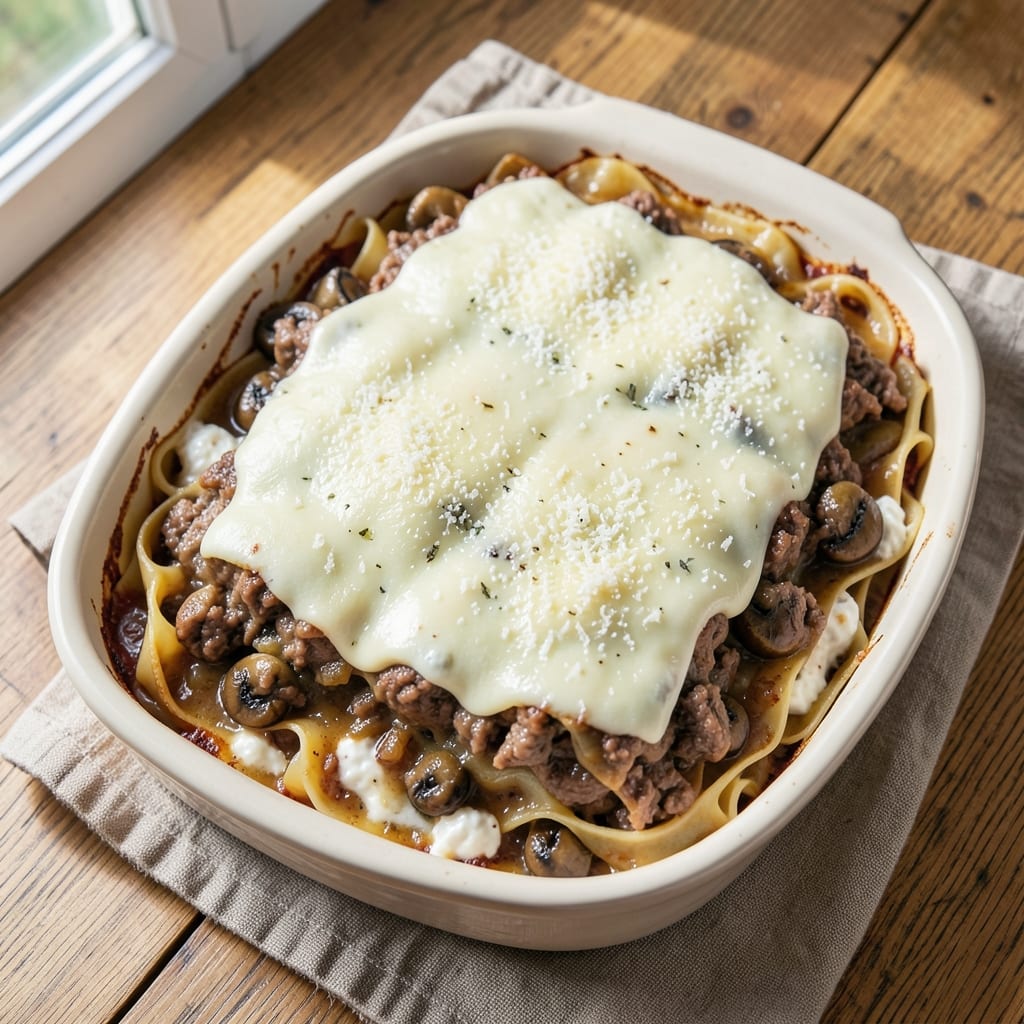 Beef and Mushroom Lasagna Recipe: Layered Umami Crust and Melty Cheese Magic