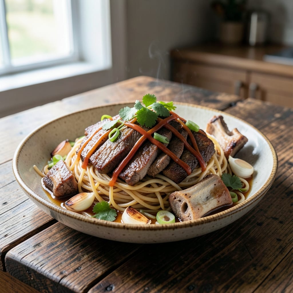 Beef Batchoy Recipe: Wok-Hei Crispy Beef Over Silky Egg Noodles