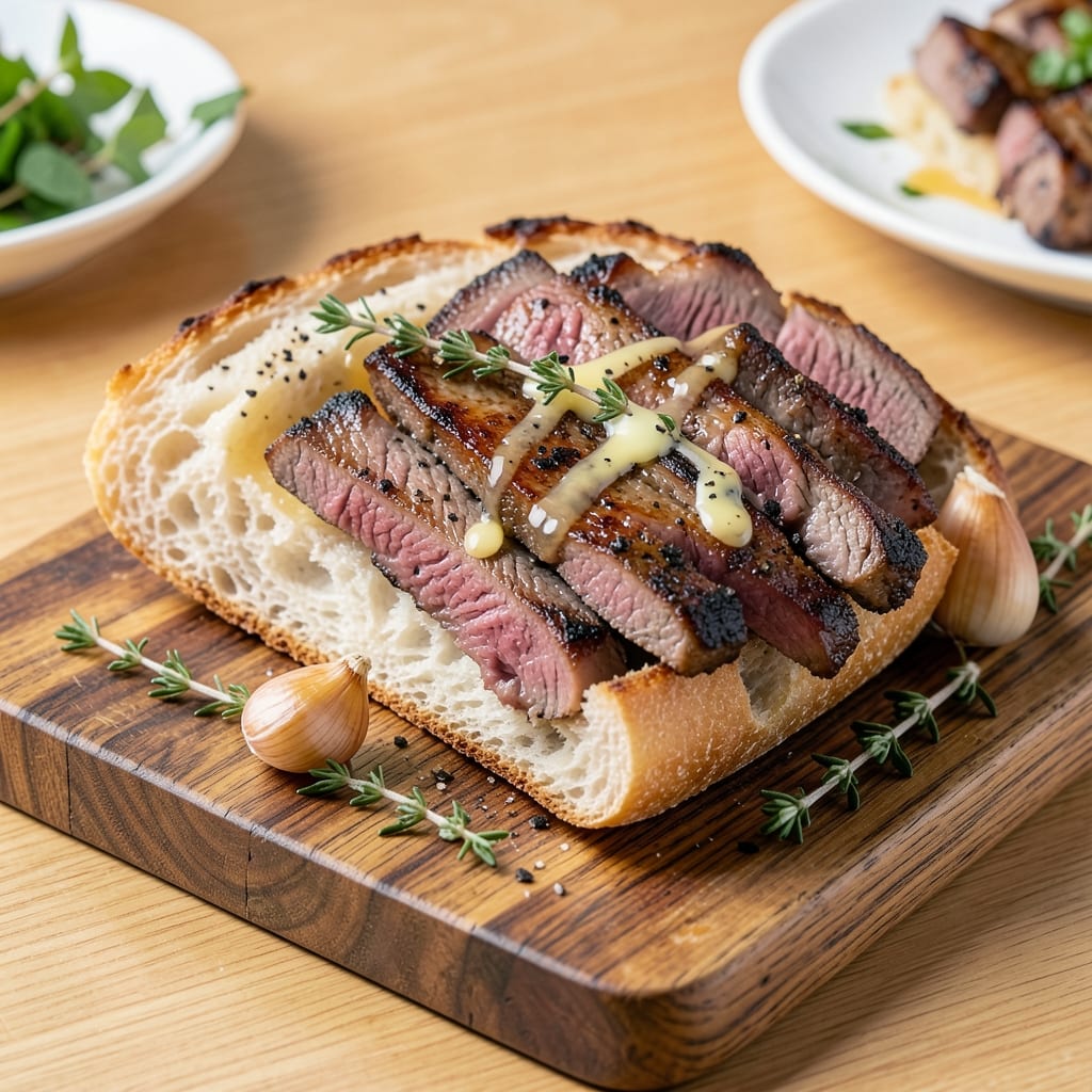 Beef Baguette Recipe: Crispy-Crusted Sandwich With Juicy Beef and Garlic Butter