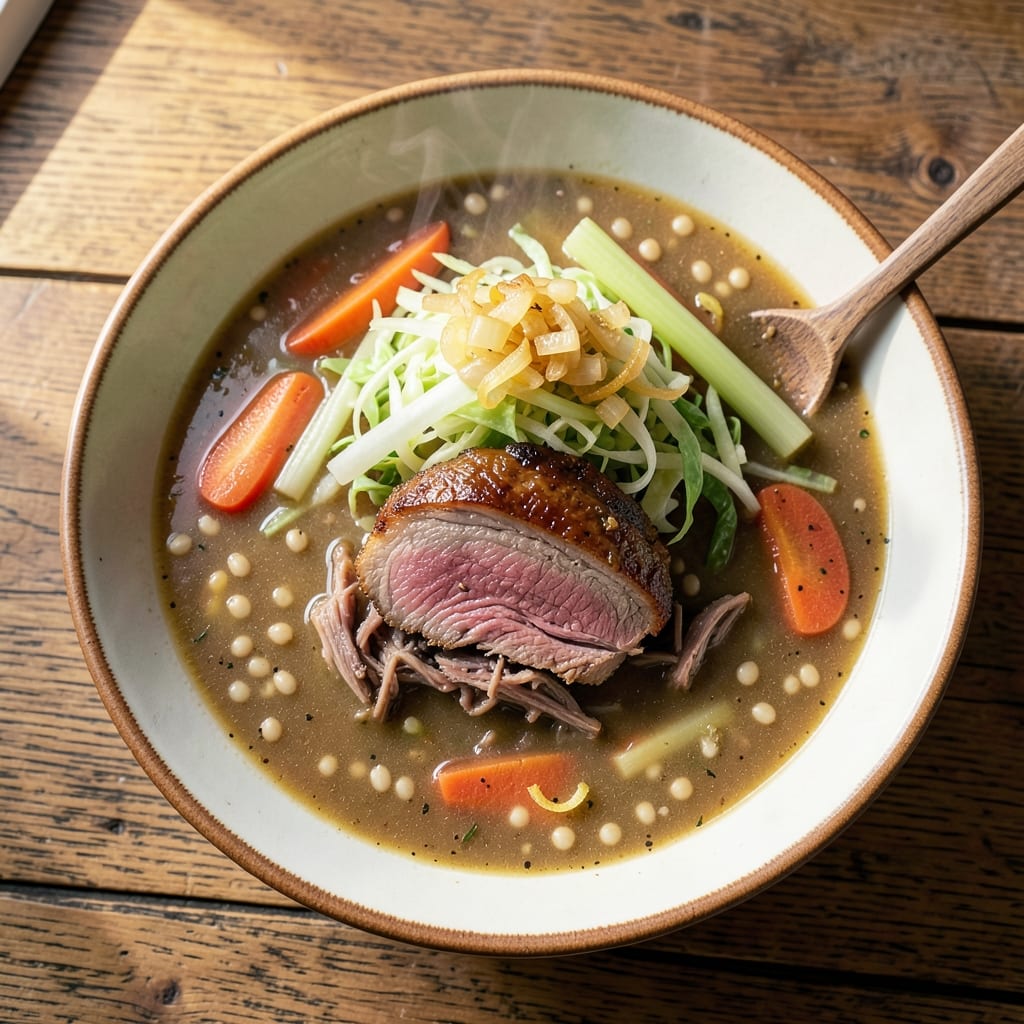 Beef Barley and Cabbage Soup Recipe: Hearty Winter Stew With Chewy Grains and Crisp-Topped Broth