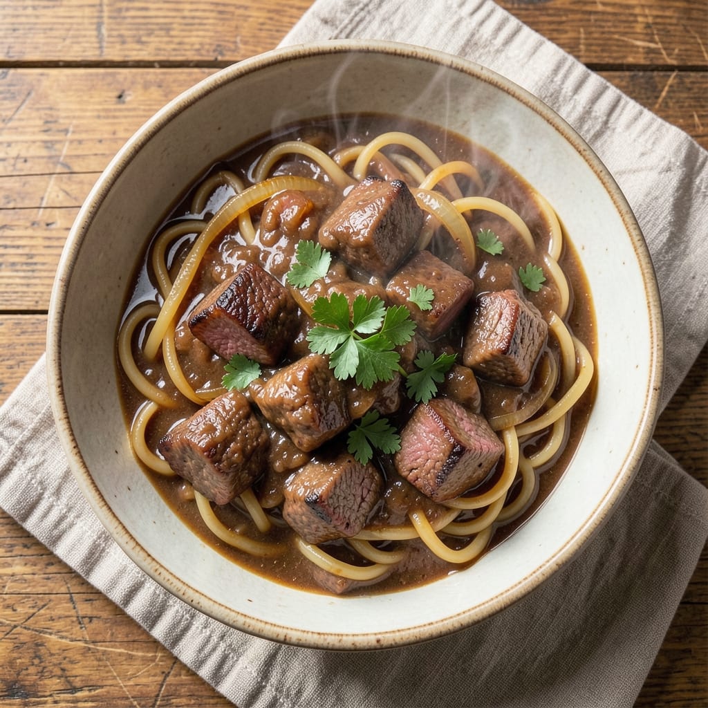 Beef and Noodles Brown Gravy Recipe: Deep Umami Flavor From Pan Drippings