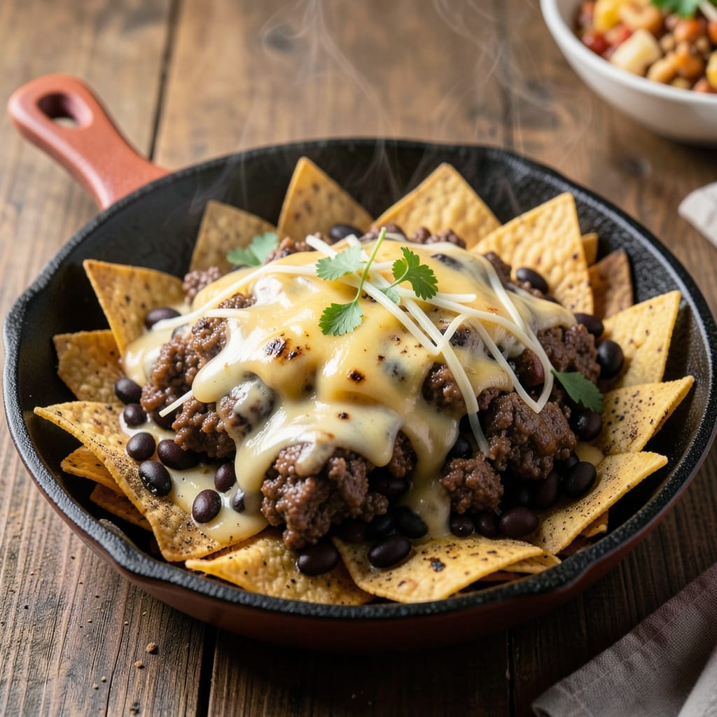 Beef and Bean Nachos Recipe: Smoky Cumin-Kissed Tortilla Towers With Cheese Pull
