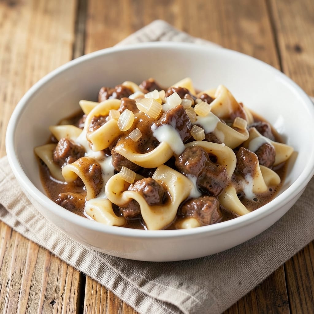 Beef and Cheese Tortellini Recipe: One-Pot Pasta with Crispy Top and Melty Strands