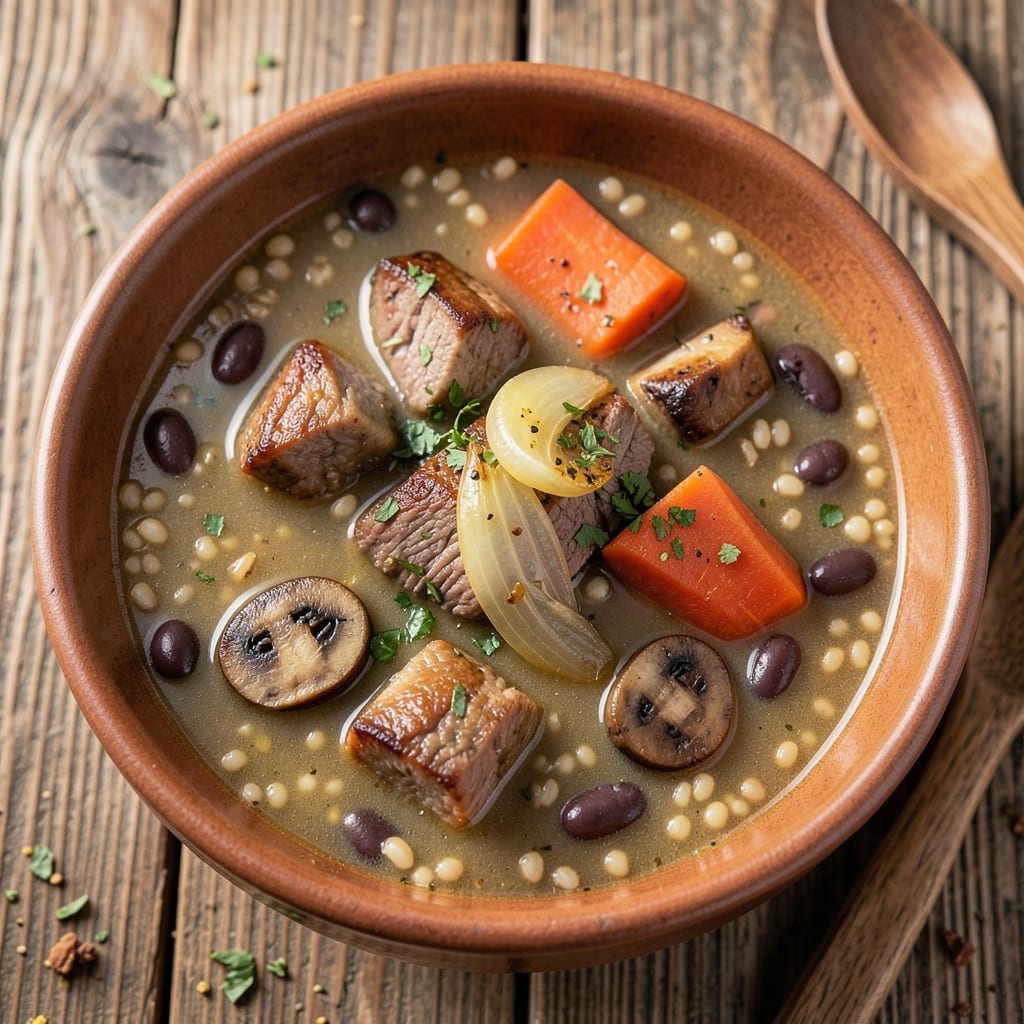 Beef Barley Bean Soup Recipe: Hearty Winter Stew With Earthy Mushrooms