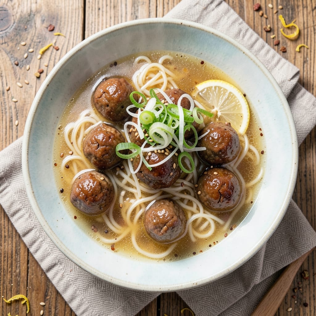 Beef Ball Noodle Soup Recipe: Wok-Hei Crispy Meatballs in Rich Broth