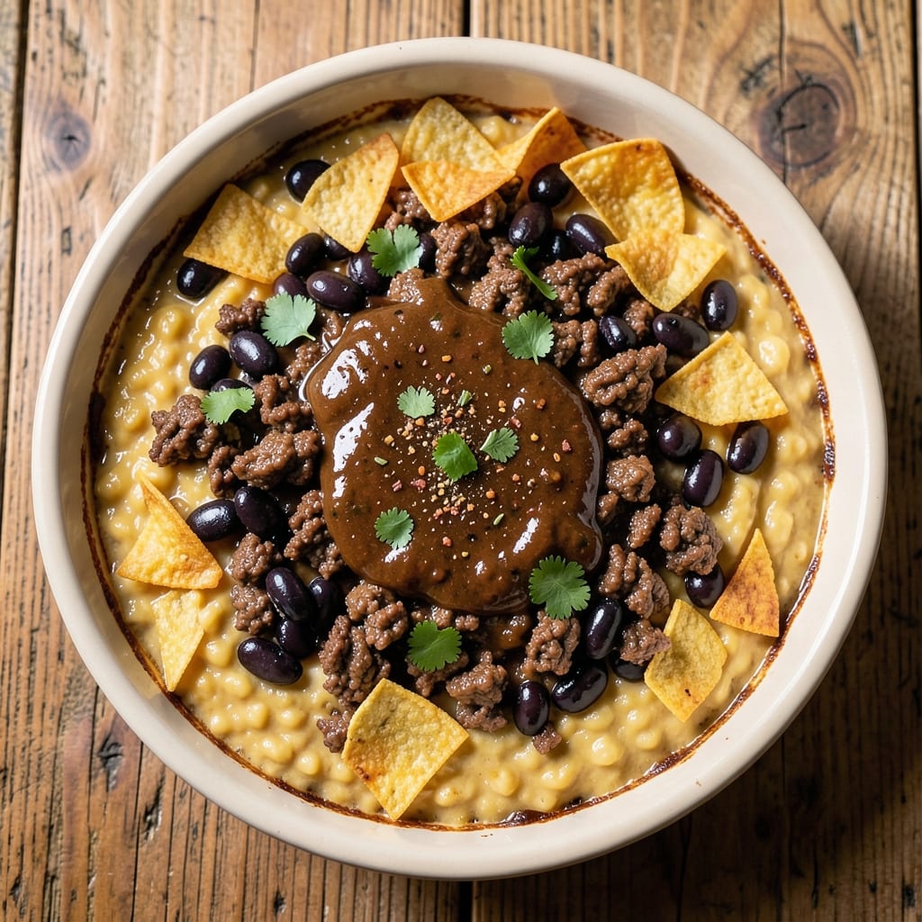 Beef and Bean Taco Casserole Recipe: Crispy Tortilla Top, Melty Cheese Layers