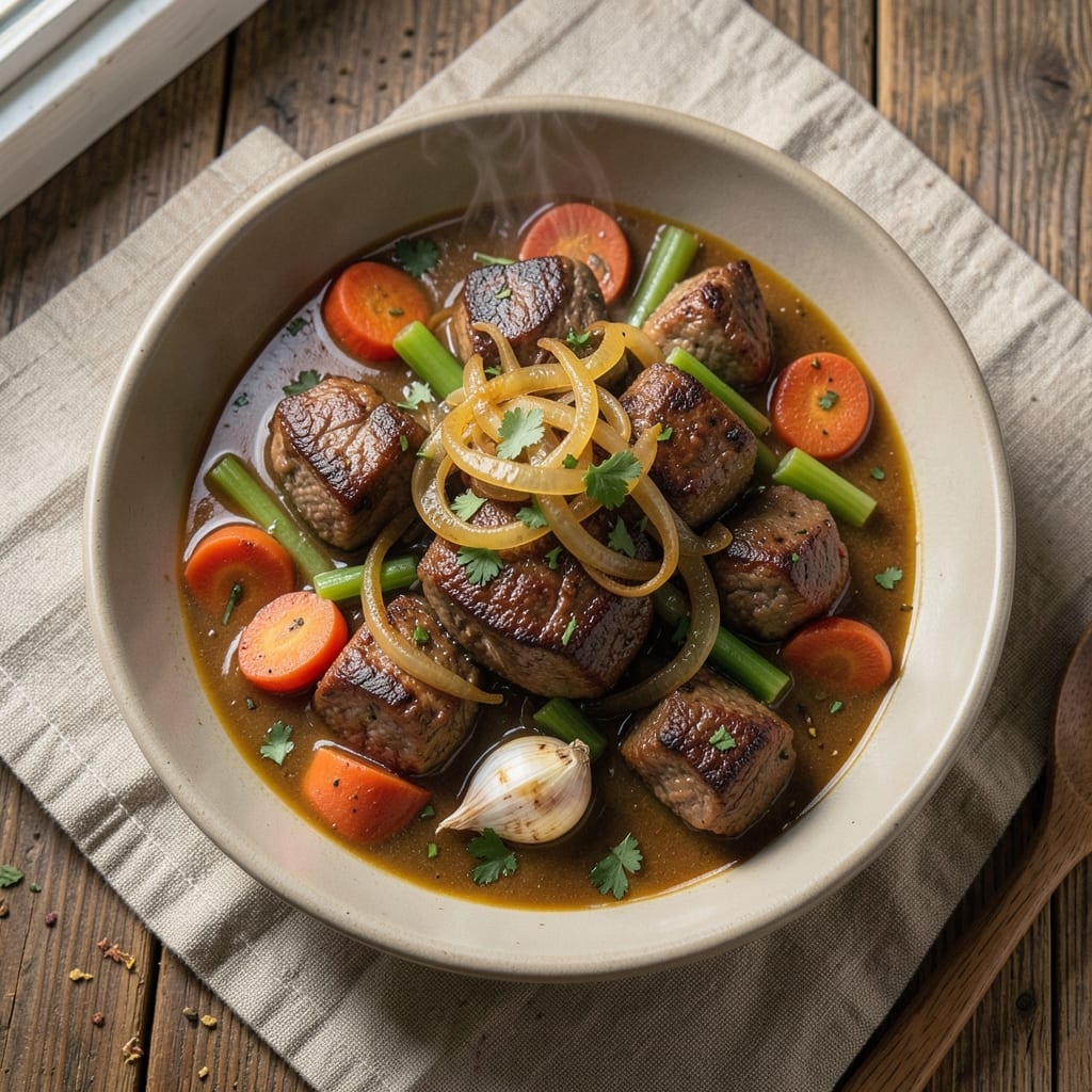 Award-Winning Slow Cooker Beef Stew Recipe: Deep Umami Simmer With Caramelized Onions