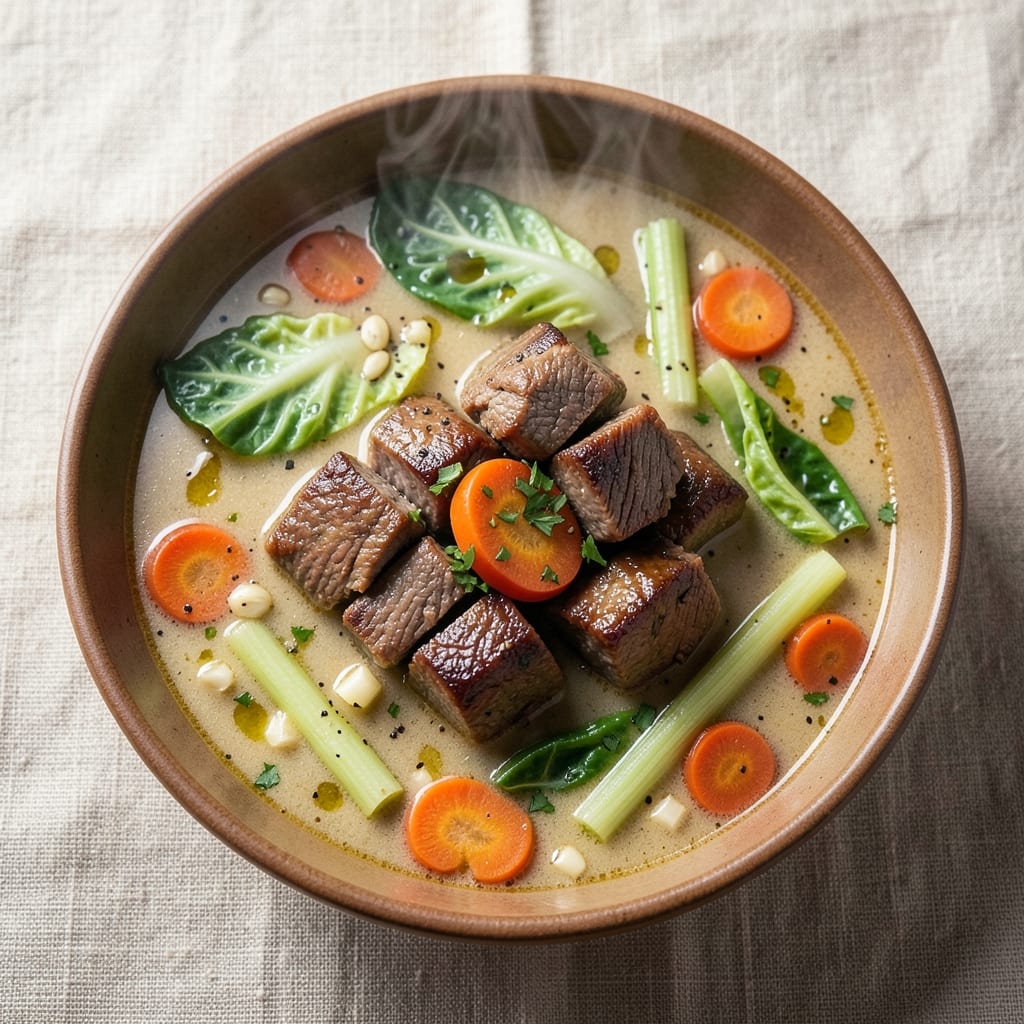 Award Winning Vegetable Beef Soup Recipe with Cabbage: Deep Umami Simmer With Hearty Cabbage Bites