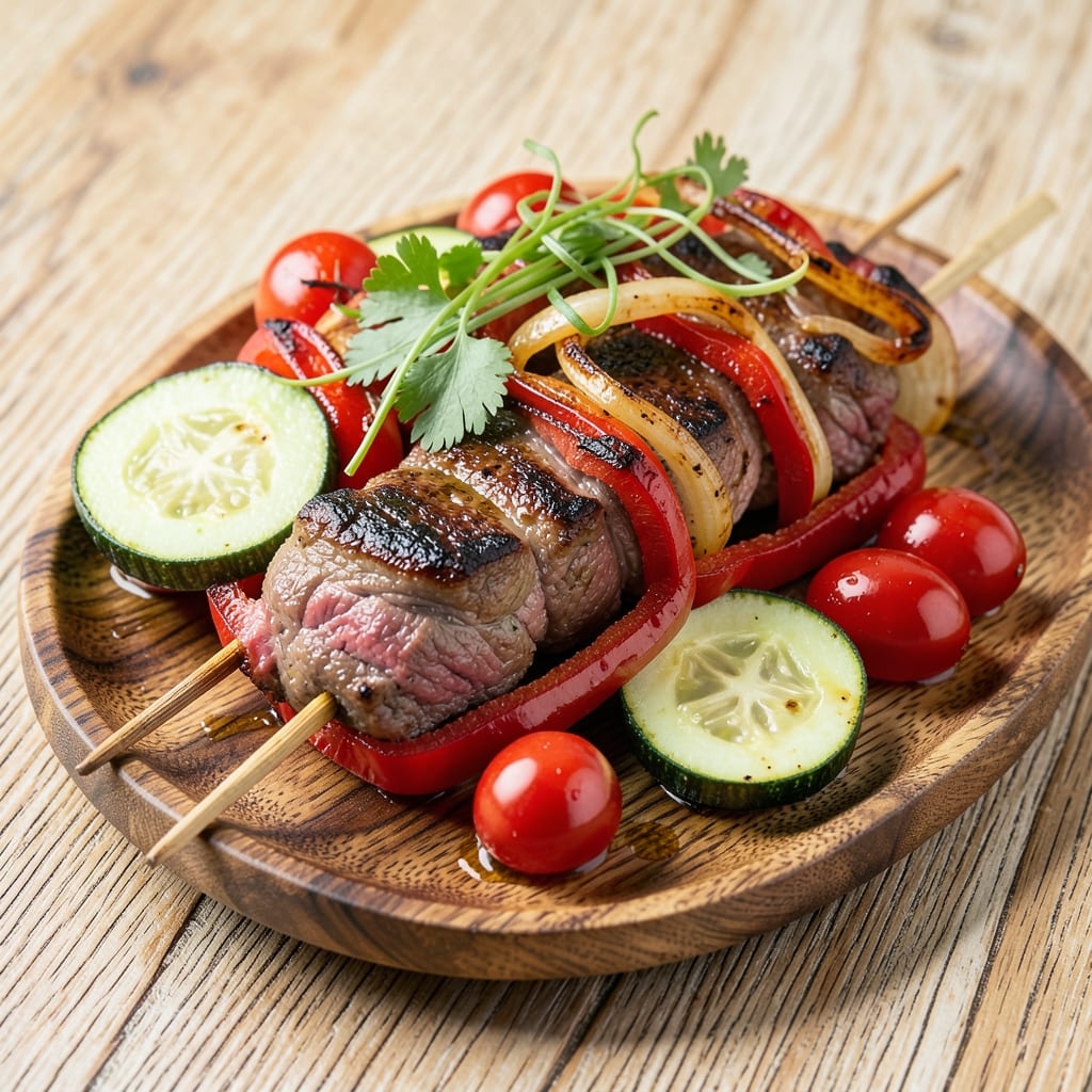 Beef and Vegetable Kabobs Recipe: Charred Skewers With Juicy Beef and Al Dente Veggies