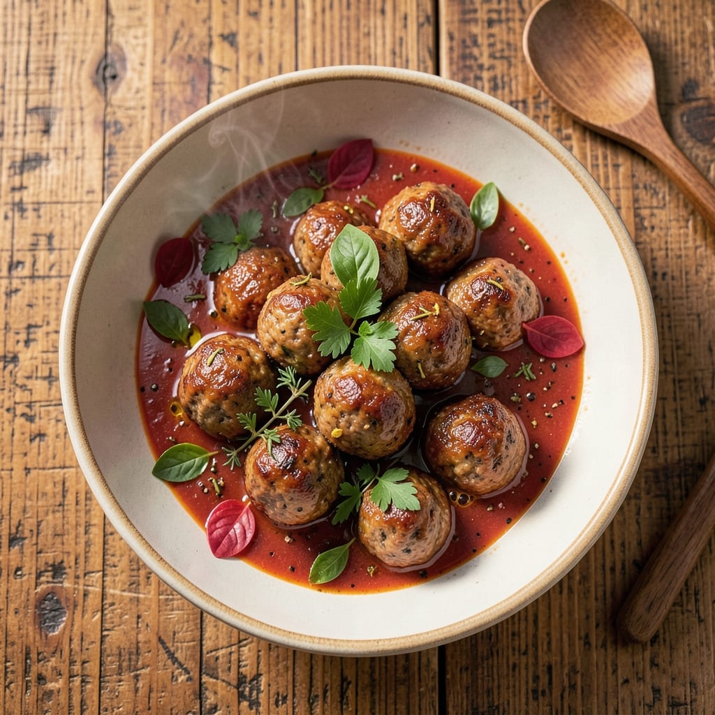 Beef and Veal Meatballs Recipe: Herb-Infused Dumplings in Rich Tomato Broth