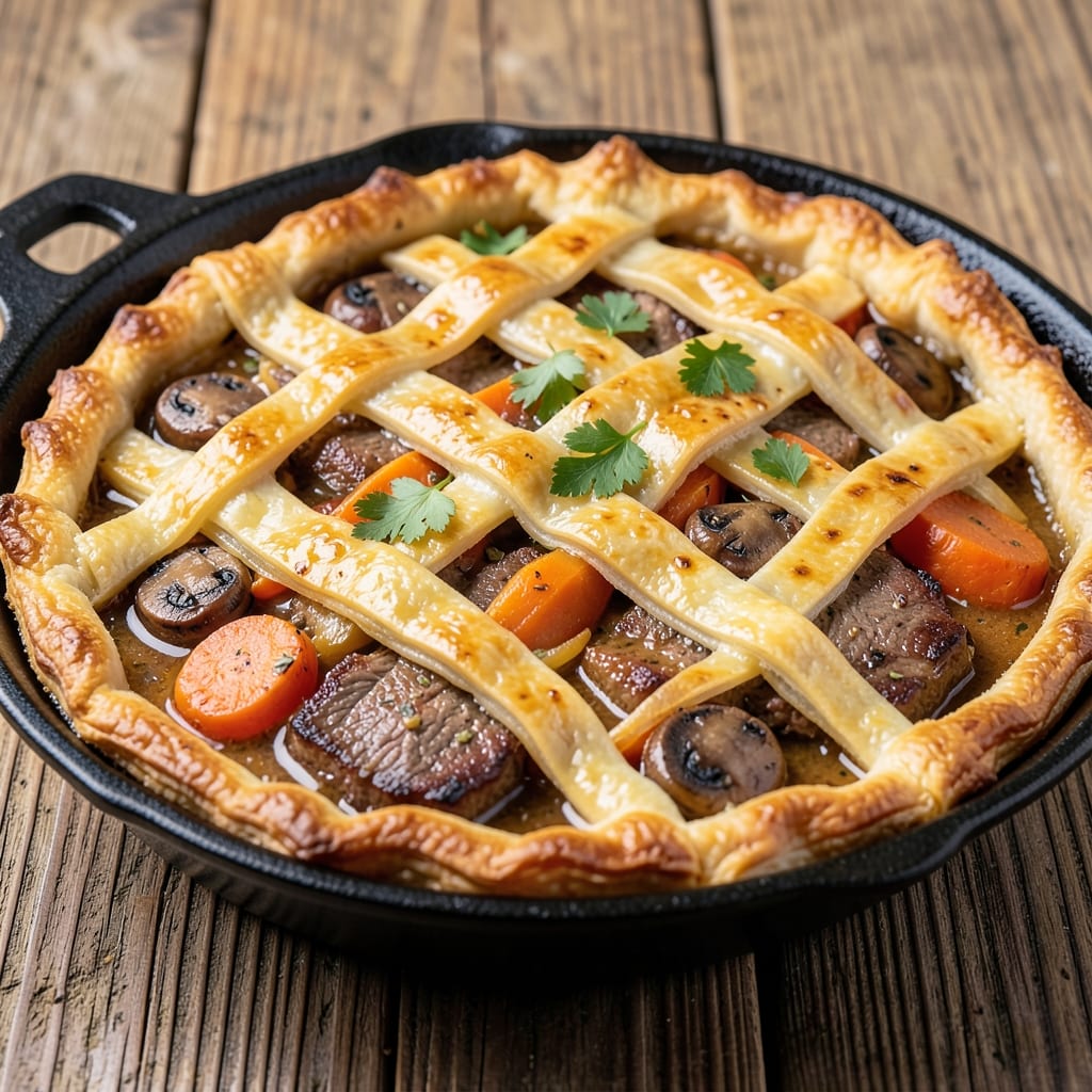 Beef and Vegetable Pie Recipe: Flaky Crust Envelops Savory Meat and Root Veggies