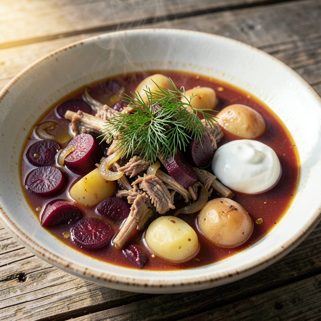 Beef and Beet Borscht Recipe: Smoky-Sweet Depth With Hearty Rye Bread Pairing