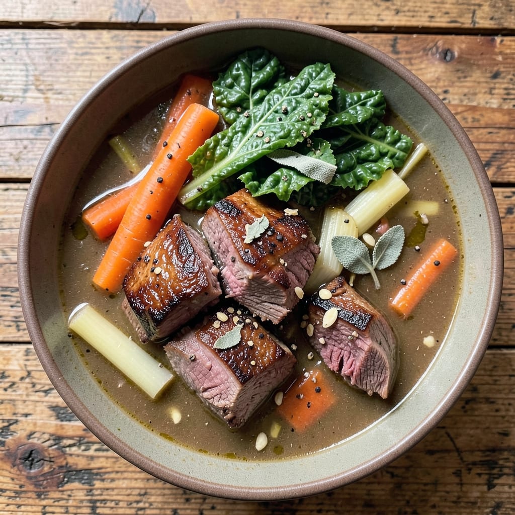 Beef and Kale Soup Recipe: Deep Umami Broth With Earthy Greens