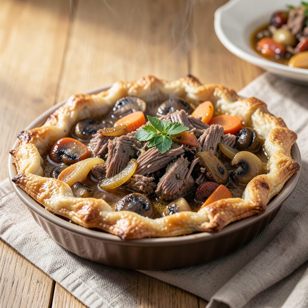 Beef and Mushroom Pot Pie Recipe: Flaky Crust Hides Savory Umami Filling