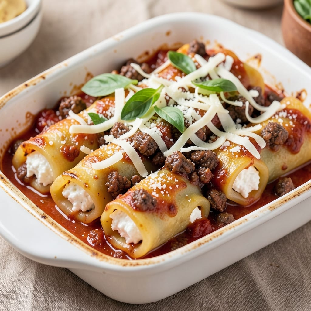 Beef and Cheese Manicotti Recipe: Crispy Top, Melty Cheese Layers