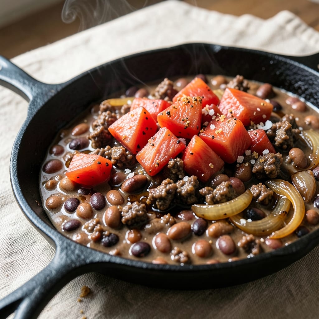 Baked Beans with Ground Beef and Pineapple Recipe: Sweet-Savory One-Pot Magic