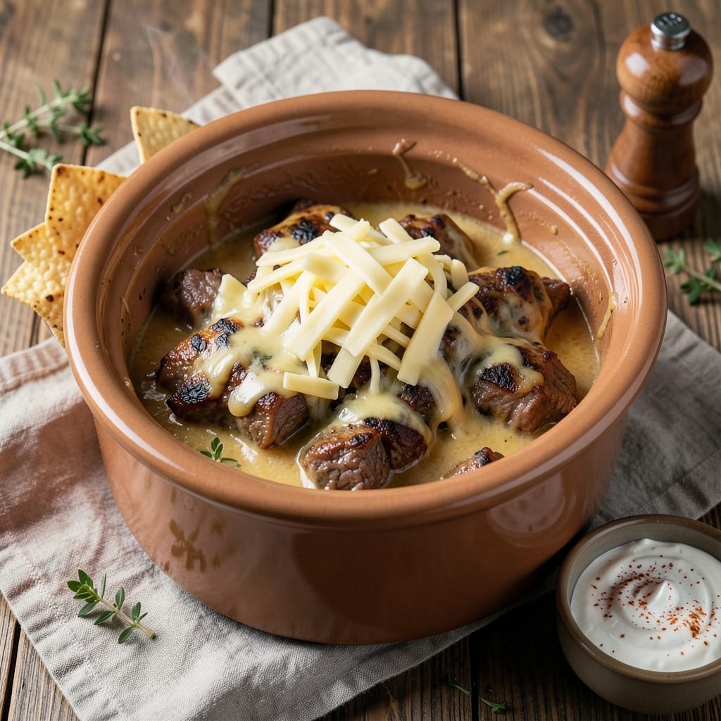 Beef and Cheese Dip Crock Pot Recipe: Crispy Tortilla Top and Melty Cheese Magic