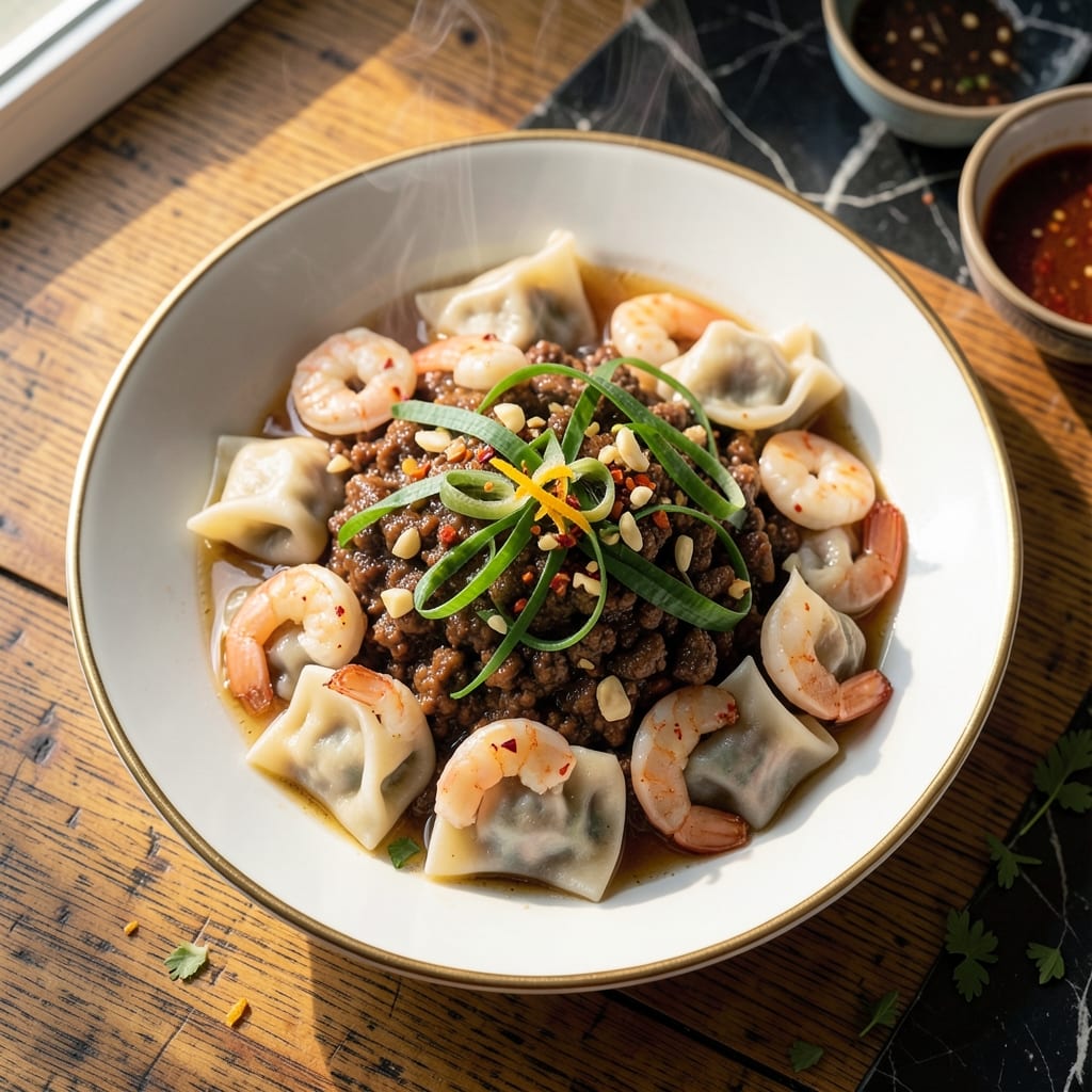 Beef and Shrimp Wonton Recipe: Silky Broth with Crispy Dumplings