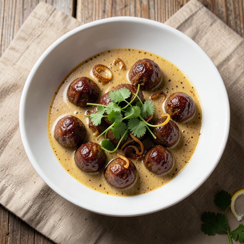 Beef Ball Curry Recipe: Spiced Meatballs in Velvety Coconut Gravy